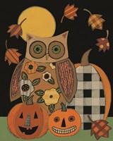 Framed Floral Owl and Pumpkins