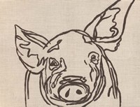 Framed Farm Sketch Pig