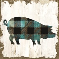 Framed 'Farm Fashion Pig' border=