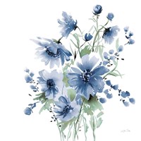 Framed Secret Garden Bouquet I Blue
