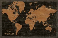 Framed World Map Industrial