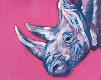 Framed Rhino On Vibrant Pink