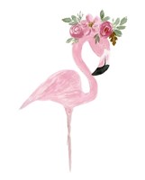 Framed Pink Floral Crown Flamingo