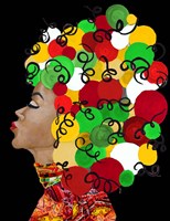Framed African Goddess With Colorful Hair
