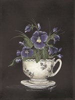 Framed Tea Cup Violets