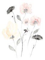 Framed Blush & Black Wildflowers II