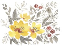 Framed Golden Flower Composition I