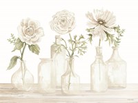 Framed Bottles and Flowers I