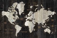 Framed Old World Map Black