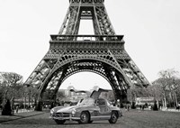 Framed Roadster Under the Eiffel Tower (BW)