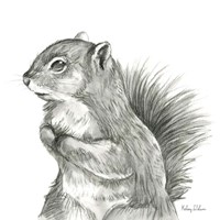 Framed Watercolor Pencil Forest IV-Squirrel