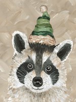 Framed Christmas Raccoon
