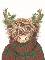 Framed Christmas Highland Cow