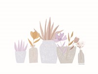 Framed Flower Vases in a Row