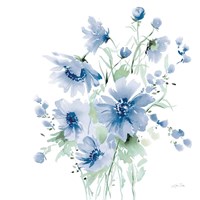 Framed 'Secret Garden Bouquet I Blue Light' border=