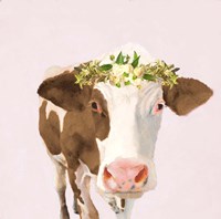 Framed Floral Crown Cow