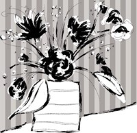 Framed Floral Arrangement On Stripes