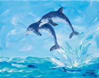 Framed Soaring Dolphins I