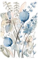 Framed Blue And White Floral I