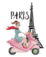 Framed 'Paris By Moped' border=