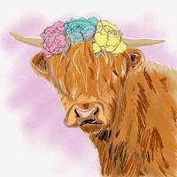 Framed Highland Cow With Crown