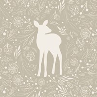 Framed 'Floral Deer' border=