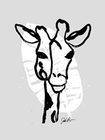 Framed Inked Safari Leaves III-Giraffe 1