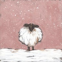 Framed Pastel Pink Winter Sheep