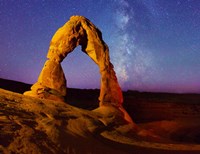 Framed Delicate Arch light painting Milky Way Stars