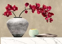Framed Red Orchids on White Marble (detail)
