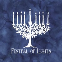 Framed Festival of Lights Blue IV-Menorah