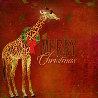 Framed Colorful Christmas II-Giraffe Christmas