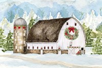 Framed Christmas Barn Landscape II