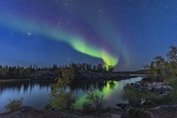 Framed Aurora in Twilight at Tibbitt Lake, Yellowknife