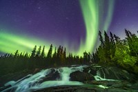 Framed Aurora Over the Ramparts Waterfall On the Cameron River