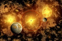 Framed Alien Exoplanets Orbiting a Distant Star Cluster