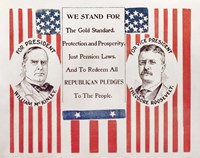 Framed Campaign poster for William McKinley and Theodore Roosevelt