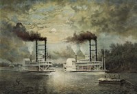 Framed Steamships Baltic and Diana, in a neck-to-neck race on the river