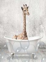 Framed Baby Giraffe Bath