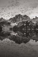 Framed Baron Lake Monte Verita Peak Sawtooh Mountains I BW