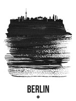 Framed Berlin Skyline Brush Stroke Black