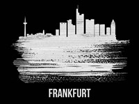 Framed Frankfurt Skyline Brush Stroke White