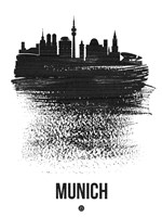Framed Munich Skyline Brush Stroke Black