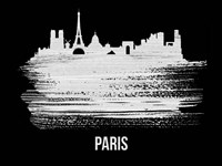 Framed Paris Skyline Brush Stroke White