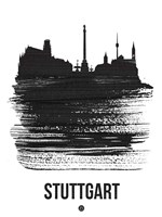 Framed Stuttgart Skyline Brush Stroke Black