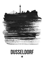 Framed Dusseldorf Skyline Brush Stroke Black