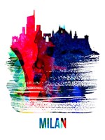 Framed Milan Skyline Brush Stroke Watercolor