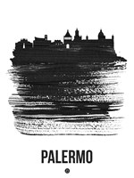 Framed Palermo Skyline Brush Stroke Black