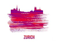 Framed Zurich Skyline Brush Stroke Red