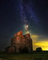 Framed Sunset Over Grain Elevator